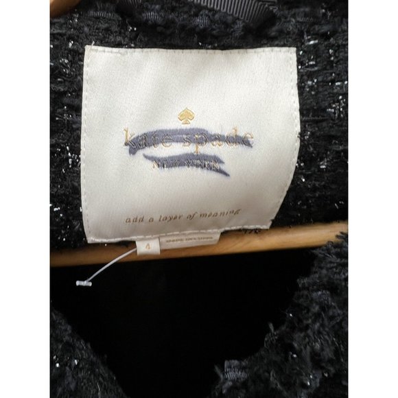 Kate Spade Sparkle Tweed Long Coat Jacket Black Size 4 New! - Picture 10 of 10